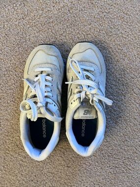 New Balance White and Cream 574 Sneakers